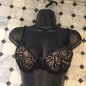 Black Floral Bra With Straps